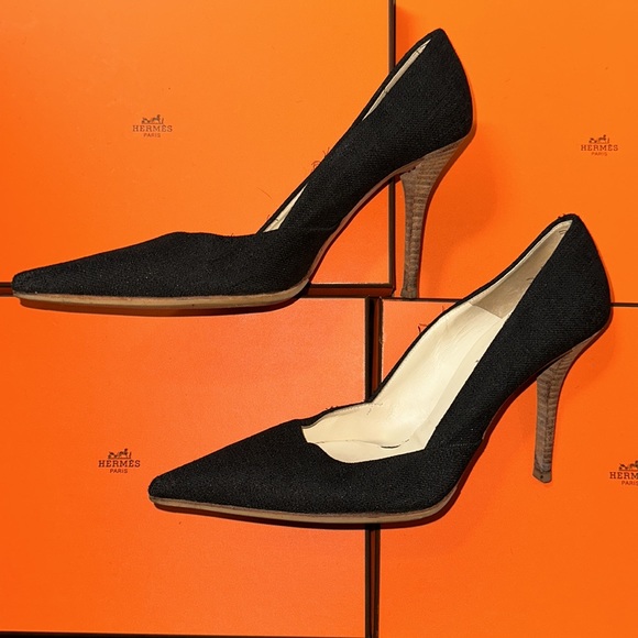 Miu Miu Black Canvas Heels - Picture 3 of 17